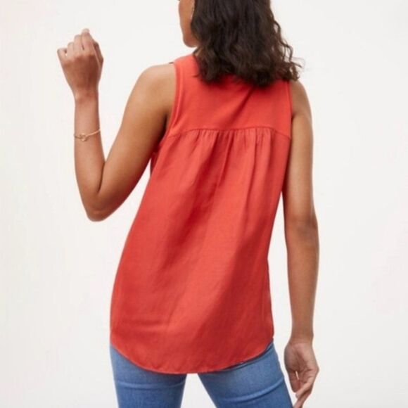 LOFT Petite Orange Mixed Media Tank - Picture 6 of 11